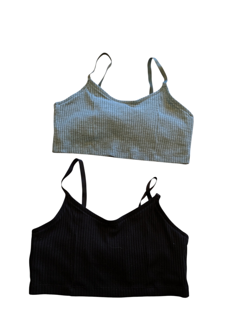 aerie Black Ribbed Bralette X2